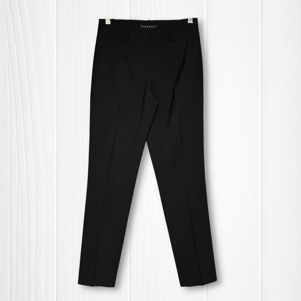 EUC Theory Wool Blend Slim Leg Tailored Trouser Pants Womens Size 2 Black
